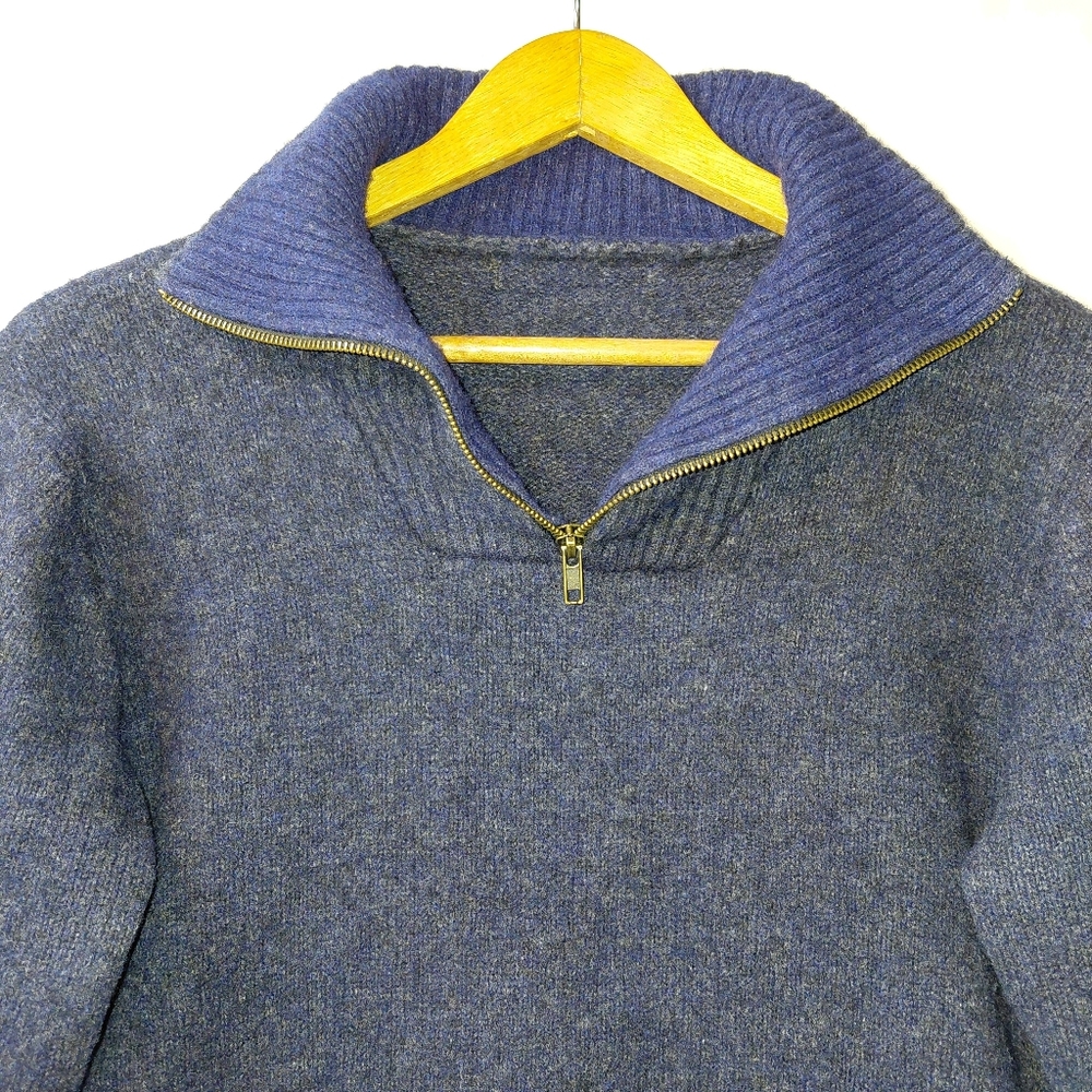 Ireland's Eye 100% Wool Quarter Zip Sweater Men's Size‎ Small Navy Blue - Picture 3 of 5